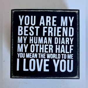 Good Friends Best Friend Wooden Block Sign Mini Black antiqued Square